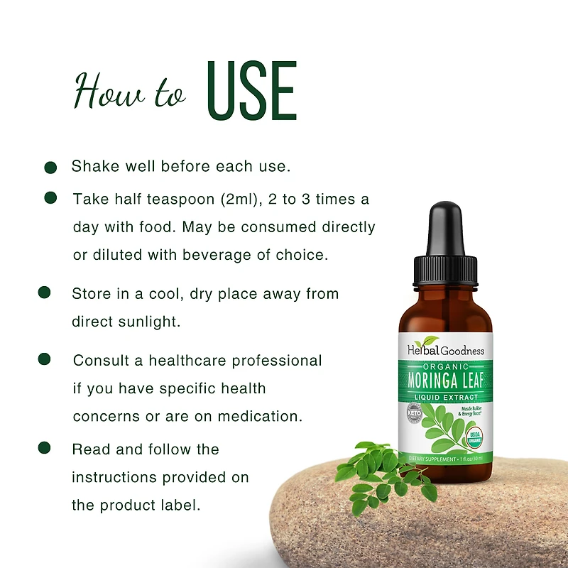 Organic Moringa Leaf Liquid Extract - 1 fl oz. (24 Servings)