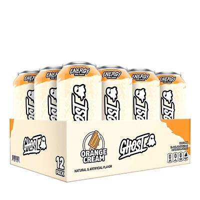 GHOST Energy Drink - Orange Cream 16Oz. (12 Cans) Zero Sugar