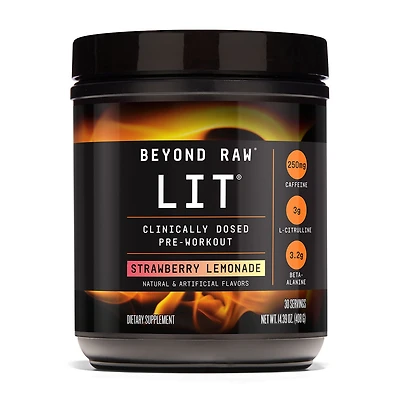 Beyond Raw Lit Pre-Workout Gluten-Free - Strawberry Lemonade (30 Servings)
