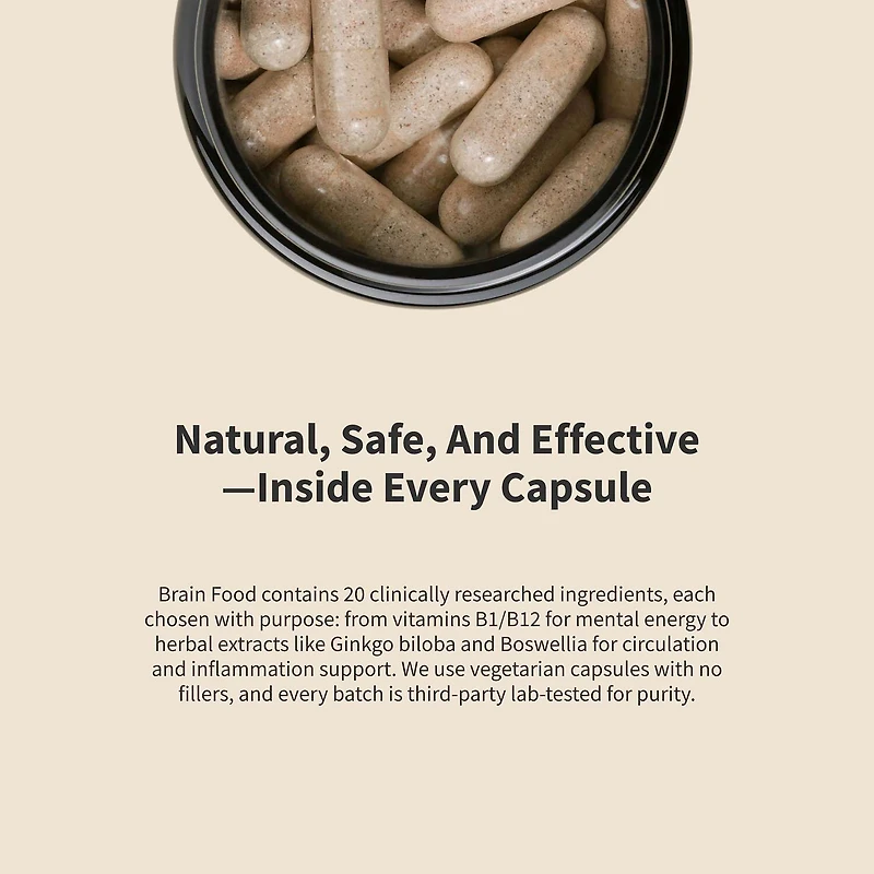 Brain Food Memory + Focus - 60 Capsules (30 Servings)