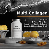 Amen Collagen Hydrolyzed Multi Collagen Peptides + Vitamin C - 90 Veggie Capsules (30 Servings)