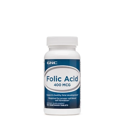 GNC Folic Acid 400Mcg Healthy - 100 Tablets (100 Servings)