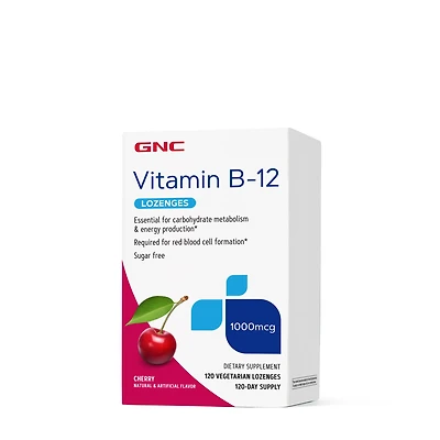 GNC Vitamin B-12 1000 Mcg Lozenges - Cherry 120 (120 Servings)