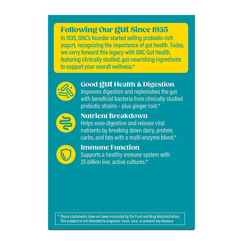 Gut Health Probiotic Plus Enzymes  25 billion CFUs - 60 Capsules (60 Servings)