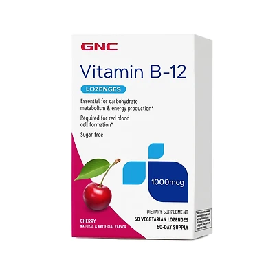 GNC Vitamin B-12 1000 Mcg Lozenges - Cherry 60 (60 Servings)