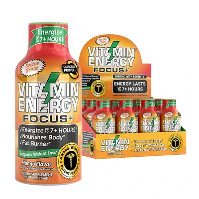 Vitamin Energy Focus + with Benefits - Mango 1.93 Oz. (12 Bottles)