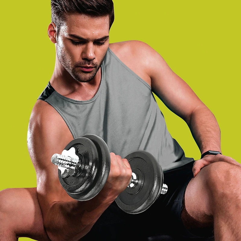 40lb Cast Iron Adjustable Dumbbell Set
