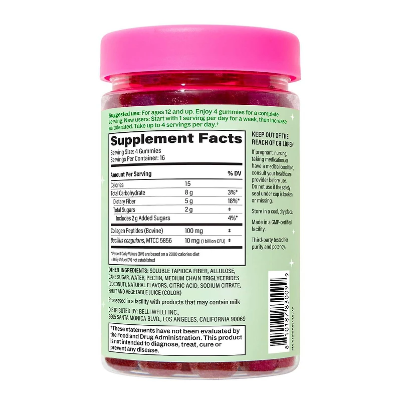 Daily Fiber Gummies - Watermelon - 64 Gummies (16 Servings)