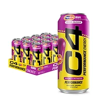 Cellucor C4 Performance Energy Drink - Grape Popsicle 16Oz. (12 Cans) Zero Sugar