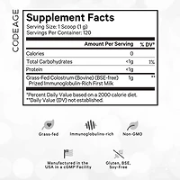 Bovine Colostrum Powder - Unflavored - 4.3 oz. (120 Servings)