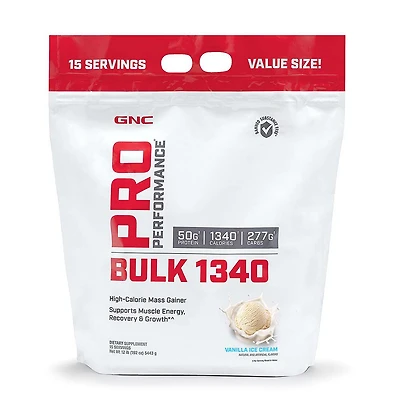 GNC Pro Performance Bulk 1340 - Vanilla Ice Cream (15 Servings) 12 lbs.