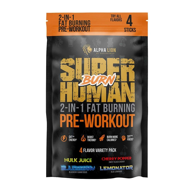 Superhuman Burn 2-in-1 Fat Burning Pre-Workout - Variety Pack (4 Servings)