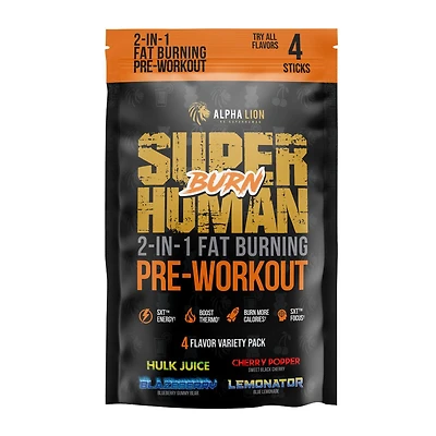 Superhuman Burn 2-in-1 Fat Burning Pre-Workout - Variety Pack (4 Servings)