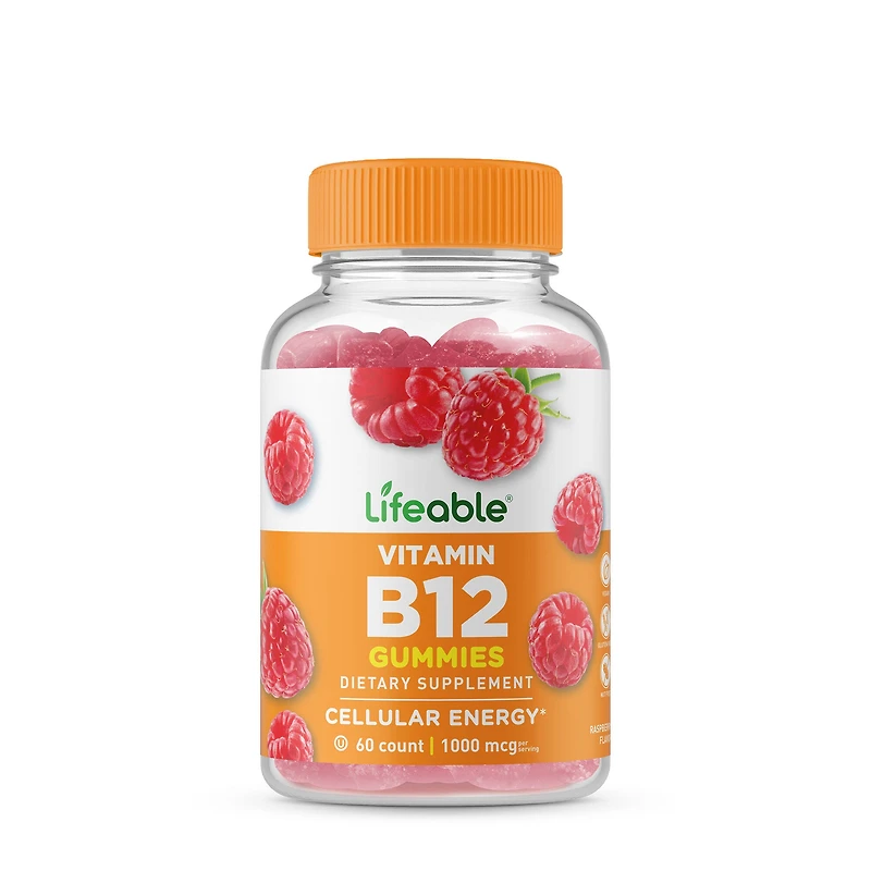Lifeable Vitamin B12 1000Mcg - Raspberry 60 Gummies (30 Servings)