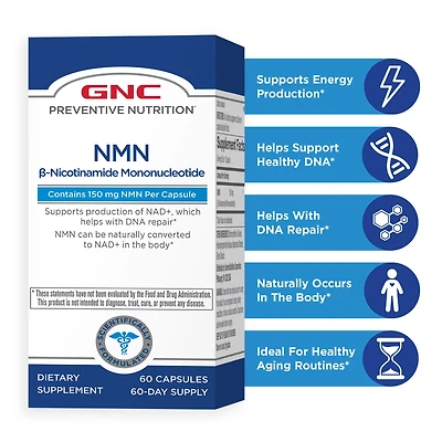 GNC Preventive Nutrition Nmn Healthy - Nad+ Support Capsules 60 (60 Servings)