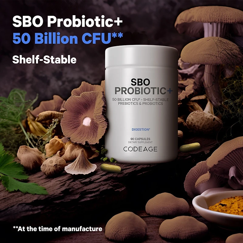 SBO Probiotic+ 50 Billion CFU & Prebiotics - Vegan Digestion Supplement - 90 Capsules (45 Servings)