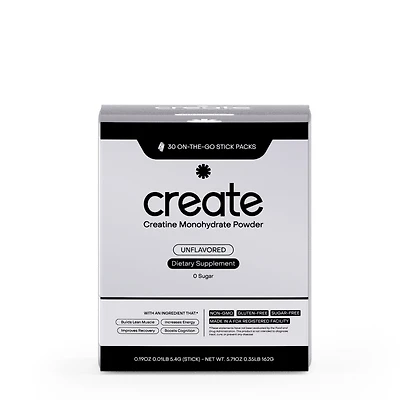 Create Wellness Creatine Monohydrate On-The-Go Stick Packs Vegan - Unflavored (30 Packs)
