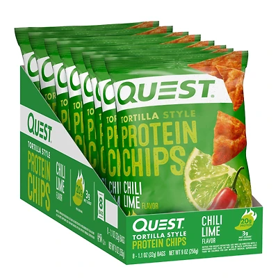 Quest Tortilla Style Protein Chips - Chili Lime (8 Bags)