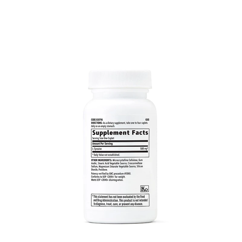 L-Tyrosine 500mg - 60 Vegetarian Caplets (60 Servings)