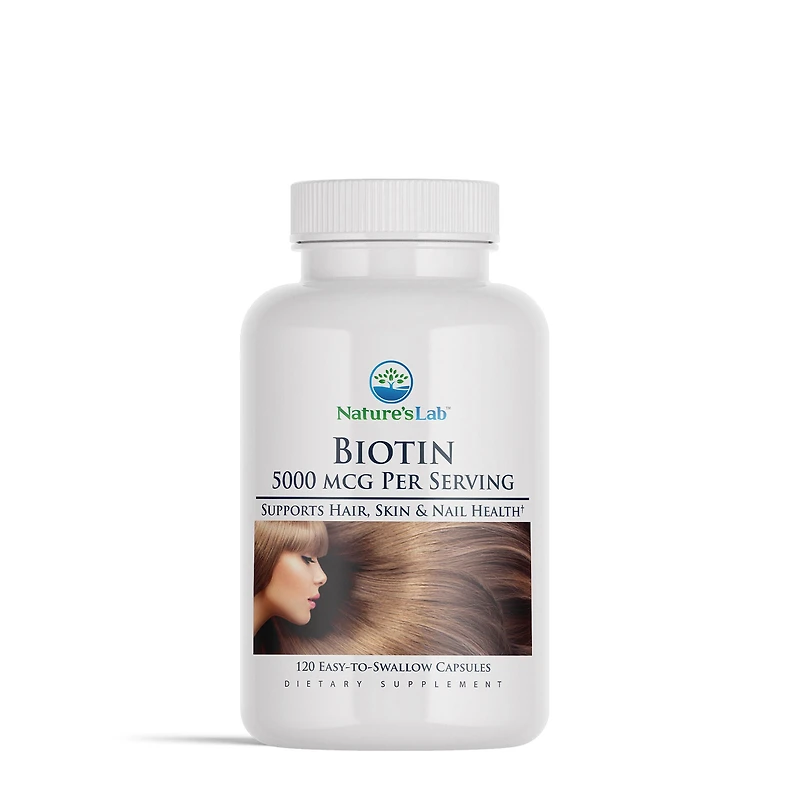Nature's Lab Biotin 5000Mcg Healthy - 120 Capsules (120 Servings)