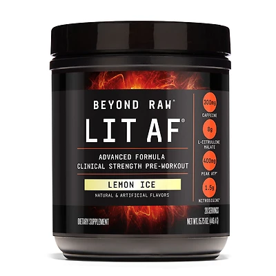 Beyond Raw Lit Af Pre-Workout - Lemon Ice (20 Servings)