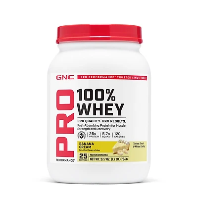 GNC Pro Performance 100% Whey Protein 2.0 Gluten-Free - Banana Cream (25 Servings)