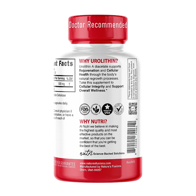 Urolithin A (Diacetate) 500mg - 30 Capsules (15 Servings)