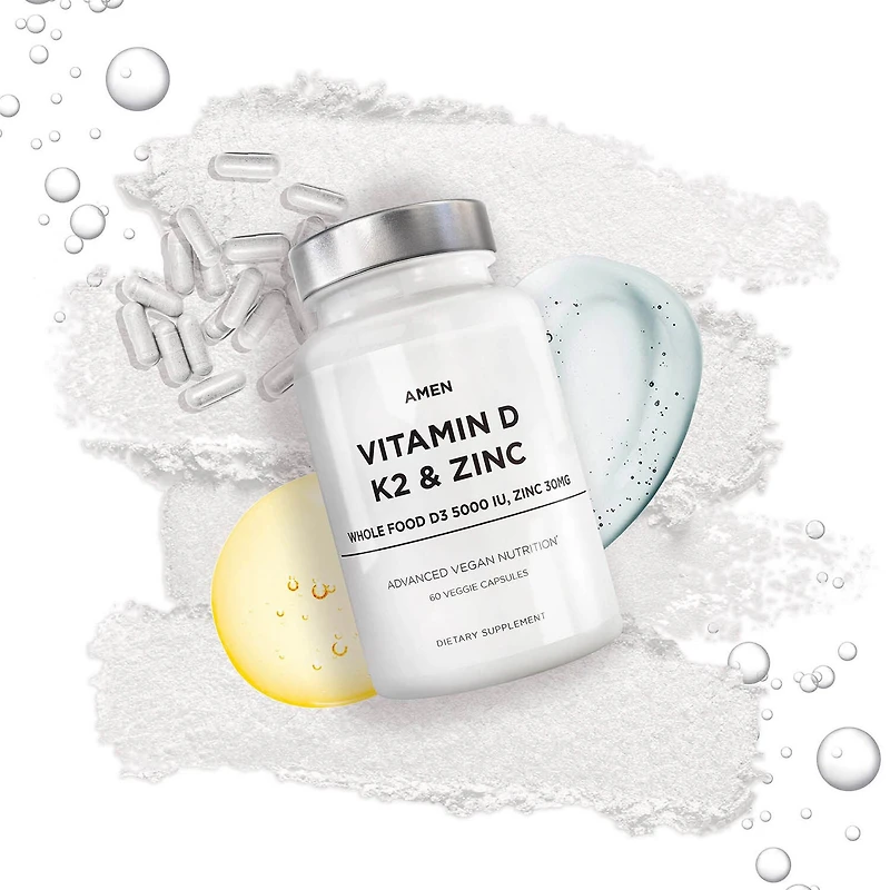 Amen Vitamin D - K2 & Zinc - Vitamin D3 - 60 Capsules (60 Servings)