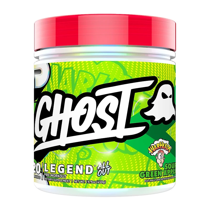 GHOST Legend All Out V2 Pre-Workout Vegan - Warheads Sour Green Apple (20 Servings)