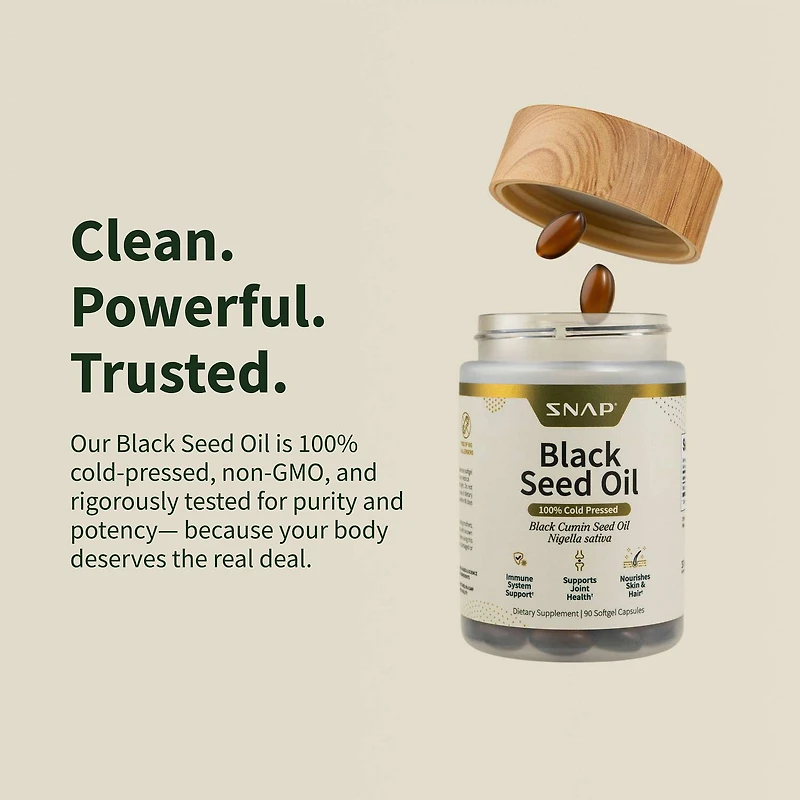 Cold Pressed Black Seed Oil - 90 Softgel Capsules (90 Servings)