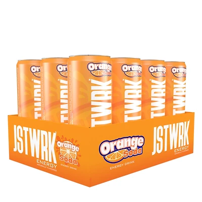 Jst Wrk Energy Drink - Orange Soda 12 Fl Oz (12 Cans)