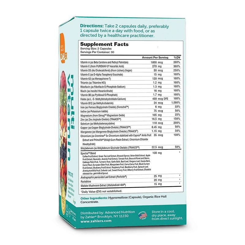 Multi Vitamin + Immune System Support - 60 Capsules (30 Servings)