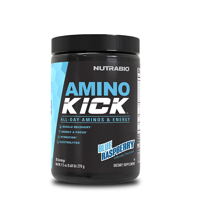 NutraBio Amino Kick - Blue Raspberry (30 Servings)