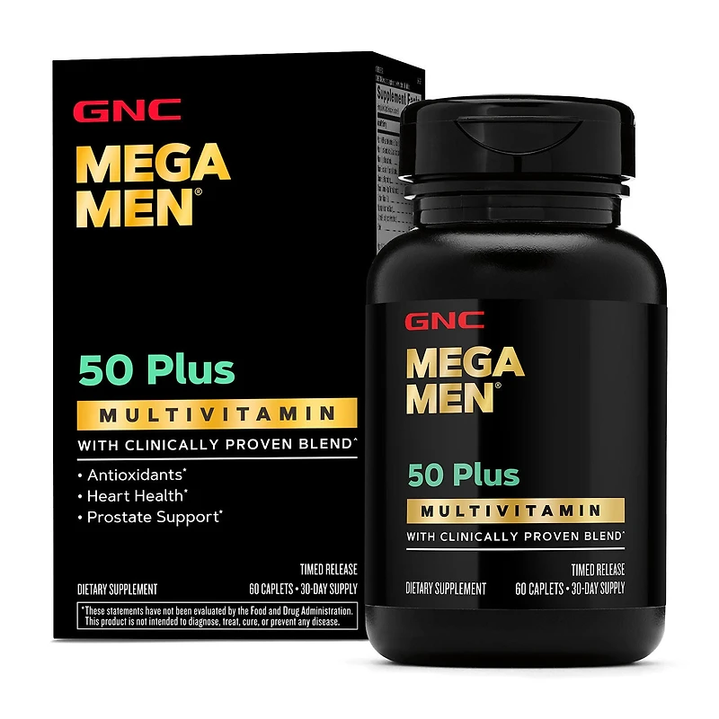 GNC Mega Men 50 Plus Multivitamin Healthy - 60 Caplets (30 Servings)