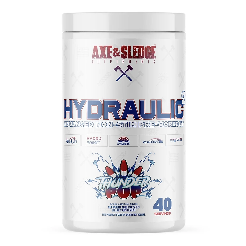 Axe & Sledge Supplements Hydraulic 2 Non-Stim Pre-Workout - Thunder Pop (40 Servings)