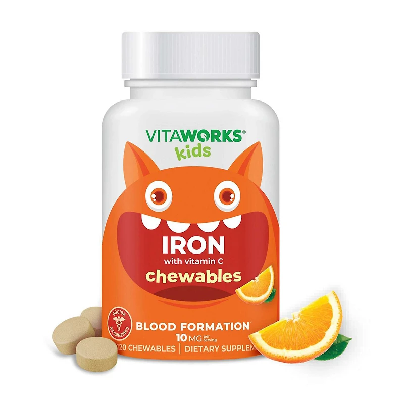 Kids Iron with Vitamin C 10mg - 120 Chewables (60 Servings)