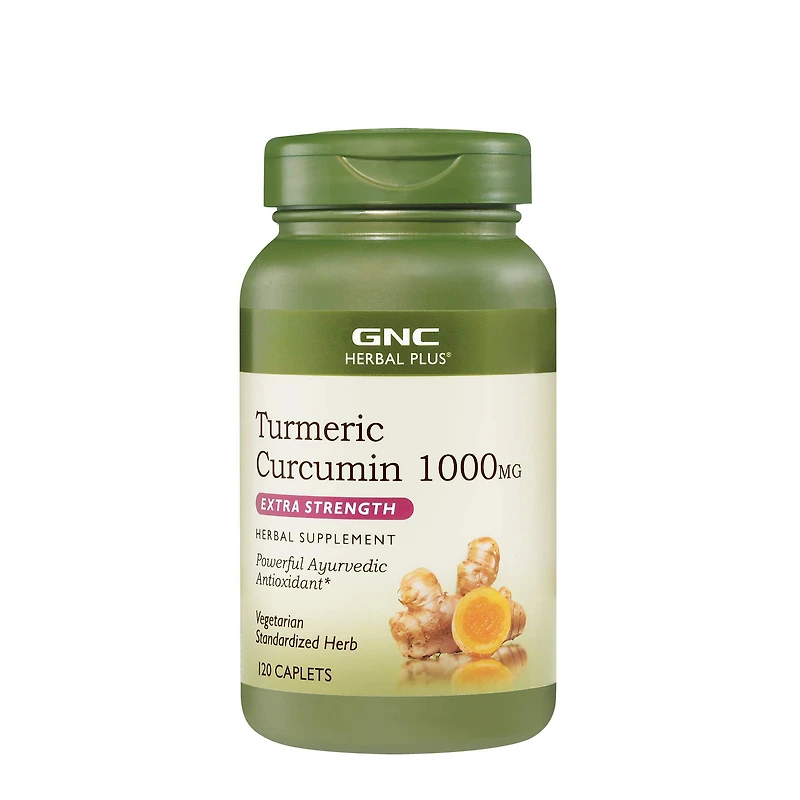 GNC Herbal Plus Turmeric Curcumin 1000Mg - 120 Caplets (120 Servings)