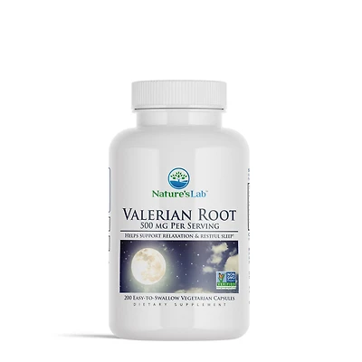 Nature's Lab Valerian Root 500Mg - 200 Vegetarian Capsules (100 Servings)