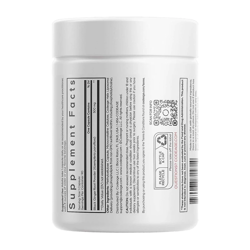 Liposomal Black Ginger - 90 Vegetable Capsules (90 Servings)