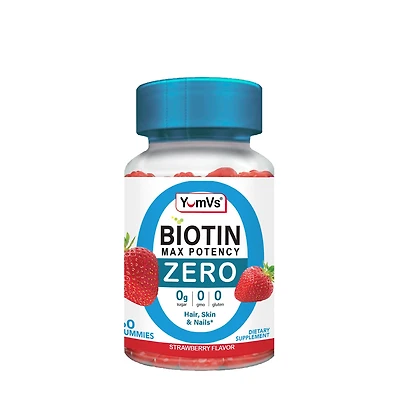 YumVs High Potency Biotin 10,000 Mcg - Raspberry Flavor 60 Gummies (30 Servings)