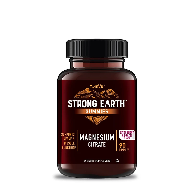 YumVs Strong Earth - Magnesium Citrate Raspberry and Peach 90 Gummies (30 Servings)
