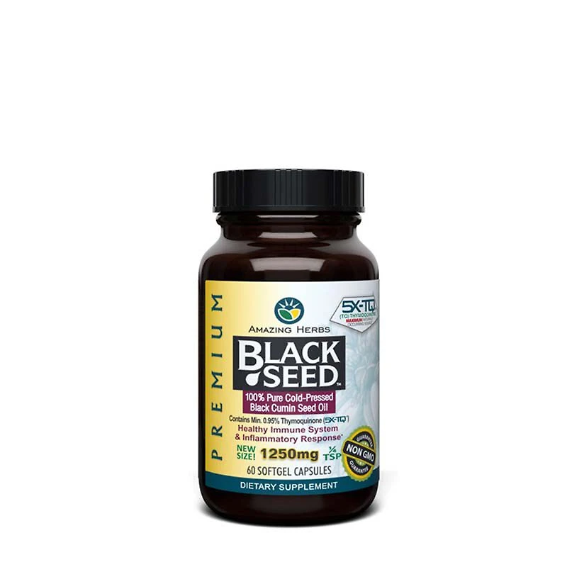 Amazing Herbs Black Seed 1250 Mg. Healthy - 60 Softgels (60 Servings)
