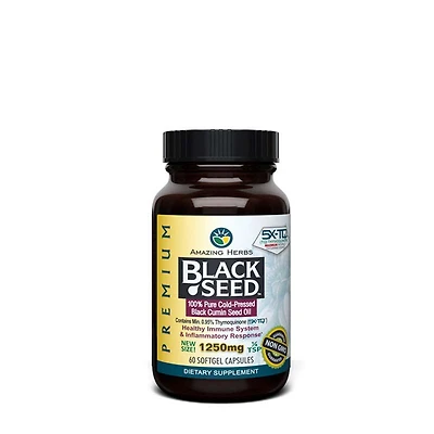Amazing Herbs Black Seed 1250 Mg. Healthy - 60 Softgels (60 Servings)