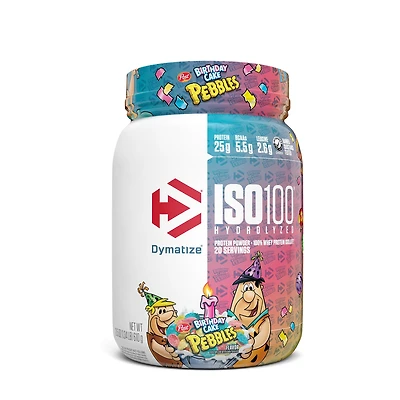 Dymatize Iso 100 Hydrolyzed Protein Powder - Birthday Cake Pebbles (20 Servings) 25 Servings