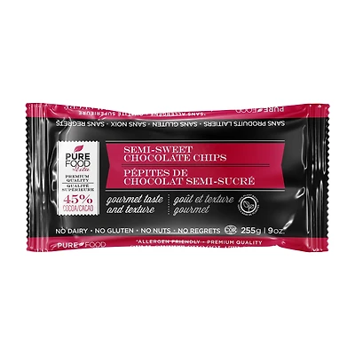 Pure Food Semi-Sweet Chocolate Chips - 255 G Pack