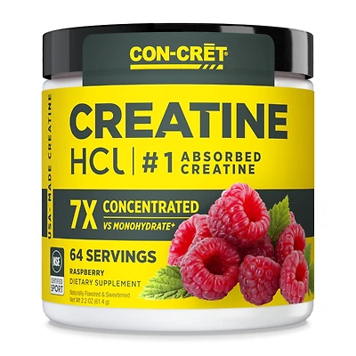 CON-CRET Creatine Hcl Powder - Raspberry (64 Servings)