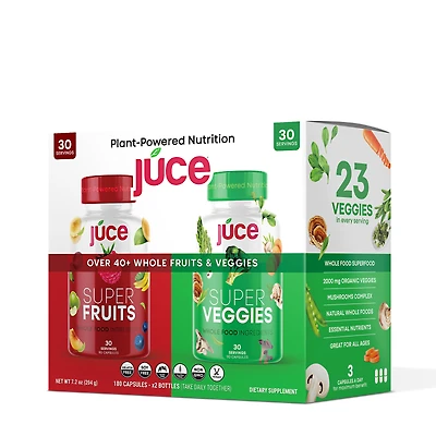 Terra Kai Organics Juce Super Fruits and Veggies Vegan - 180 Capsules X 2 Bottles (30 Servings Each)