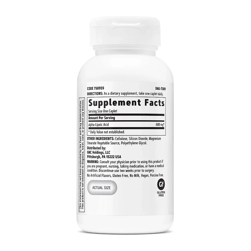 alpha-Lipoic Acid - 60 Caplets (60 Servings)
