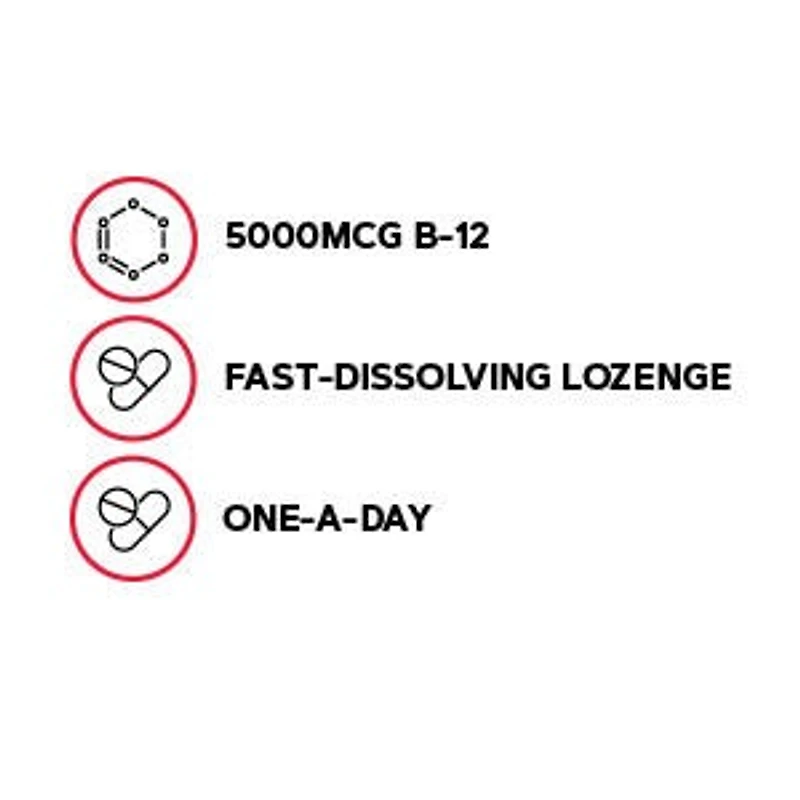 Vitamin B-12 5000 mcg - Cherry - 60 Lozenges (60 Servings)