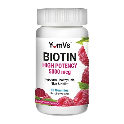 Biotin High Potency 5000mg - Raspberry - 60 Gummies (30 Servings)